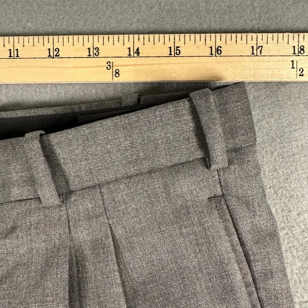 Tom James Royal Classic Grey Wool Pleated Cuffed Dress Pants Mens 34x31